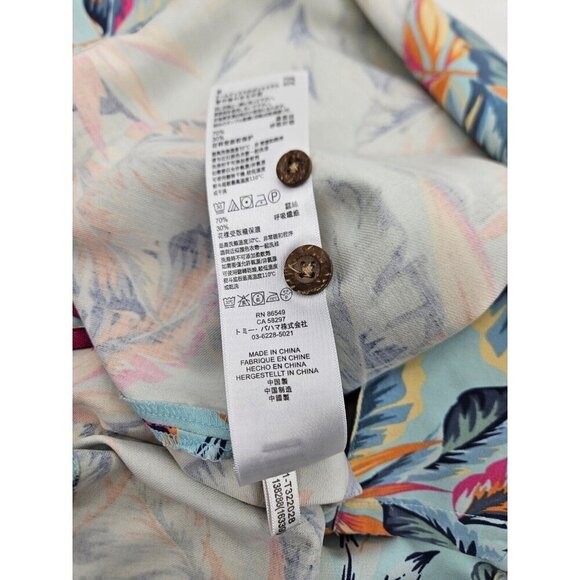 Tommy Bahama Hawaiian Shirt Mens XXL Silk Coolmax Light Blue Palm Fronds - Picture 6 of 6